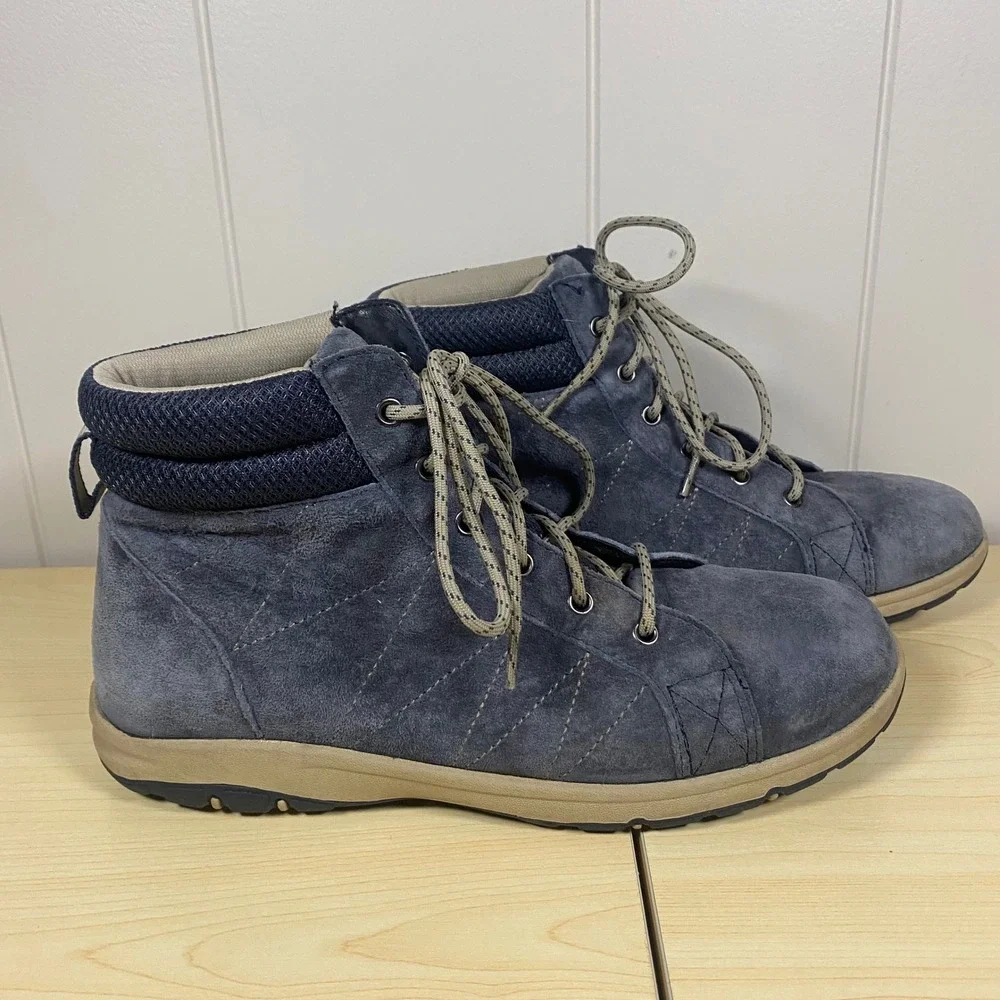 Duluth Trading Womens Blue Suede Mid Top Lace Up Hiking Boots Size 9 - Picture 3 of 12